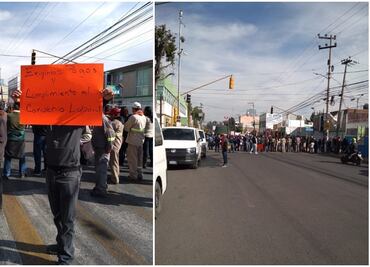 Trabajadores del Suteym bloquean calles de Cuatitlán; exigen pago de prestaciones