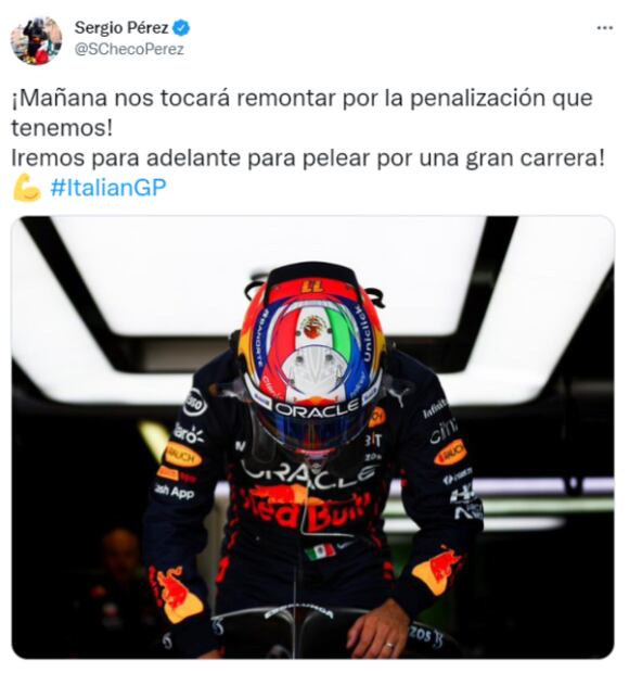 Checo Pérez lanza esperanzador mensaje para el Gran Premio de Italia