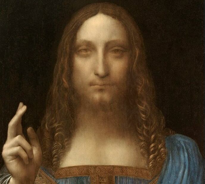 Fotografía de la obra "Salvator Mundi" (atribuida a Leonardo da Vinci) en donde aparece Cristo con un globo y que fue vendida en 450,312,500. Crédito: Wikimedia Commons
