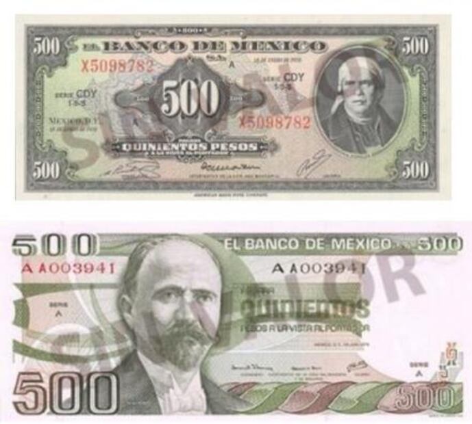 La evolución del billete de 500 pesos en México