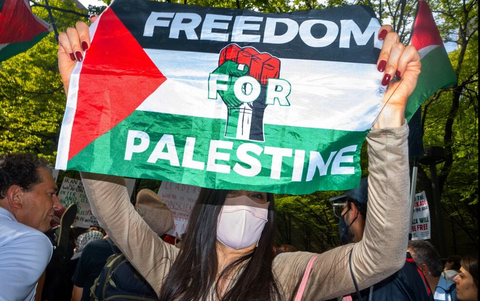Protestas durante una manifestación en solidaridad con los palestinos de Gaza frente a la sede de las Naciones Unidas en Nueva York, Estados Unidos, el 23 de septiembre de 2025. Foto: EFE