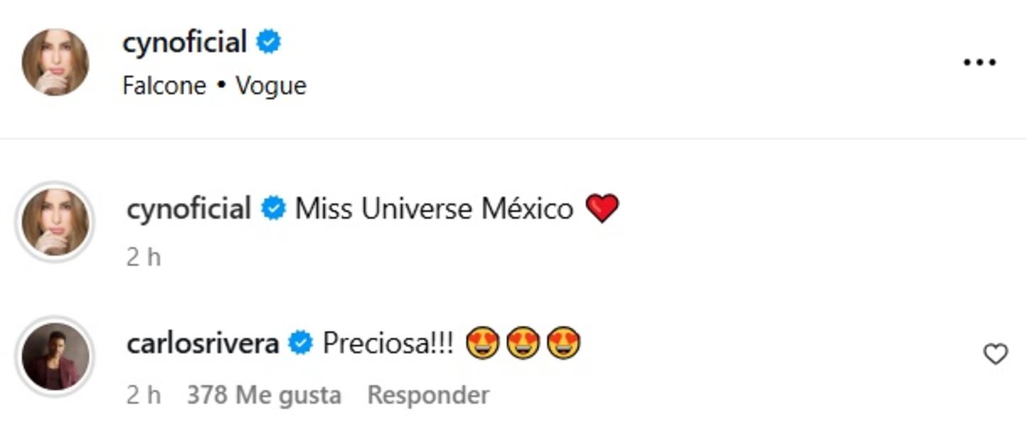 Carlos Rivera expresa lo mucho que le gusta Cynthia Rodríguez, quien debuta como jurado en Miss Universo México.
