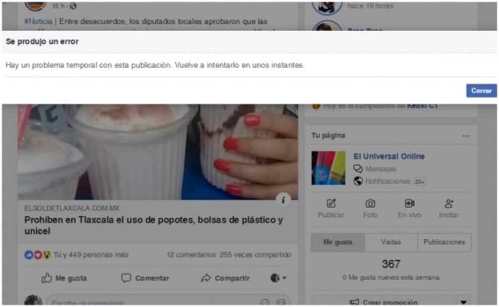 Mantenimiento de Facebook afecta a usuarios mexicanos