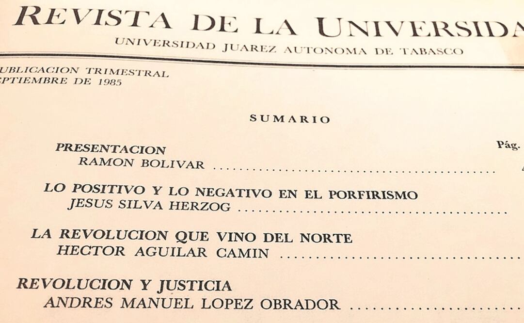 En 1985 el hoy Presidente escribió en la Revista de la Universidad de Tabasco. Foto: Especial