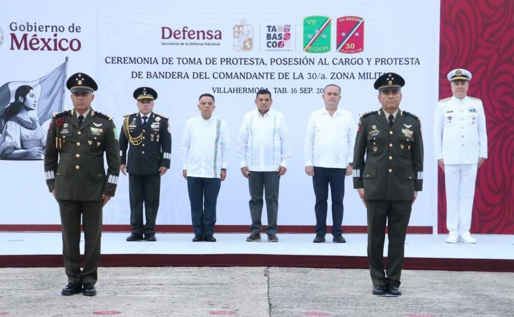 El General de Brigada Jesús Alejandro Adame Cabrera asumió el mando de la 30 Zona Militar con sede en Villahermosa, Tabasco. Foto: Especial