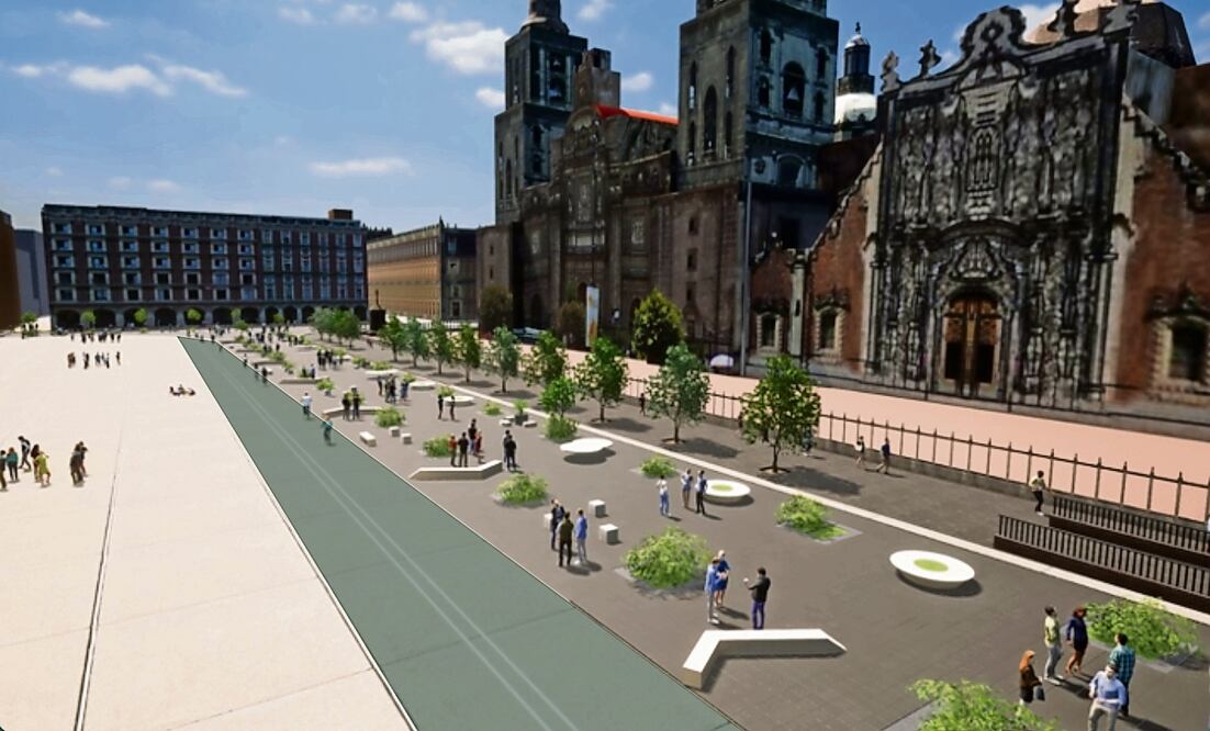 De acuerdo con el proyecto, se cambiará el asfalto por uno pétreo, y se colocarán jardineras, vegetación, losetas y luminarias. Foto: Especial