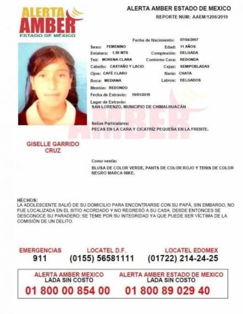 Hallan cadáver de Giselle, la niña de 11 años que desapareció en Chimalhuacán