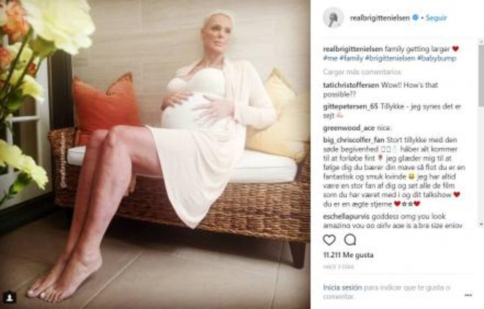 La actriz Brigitte Nielsen presume embarazo a los 54 años