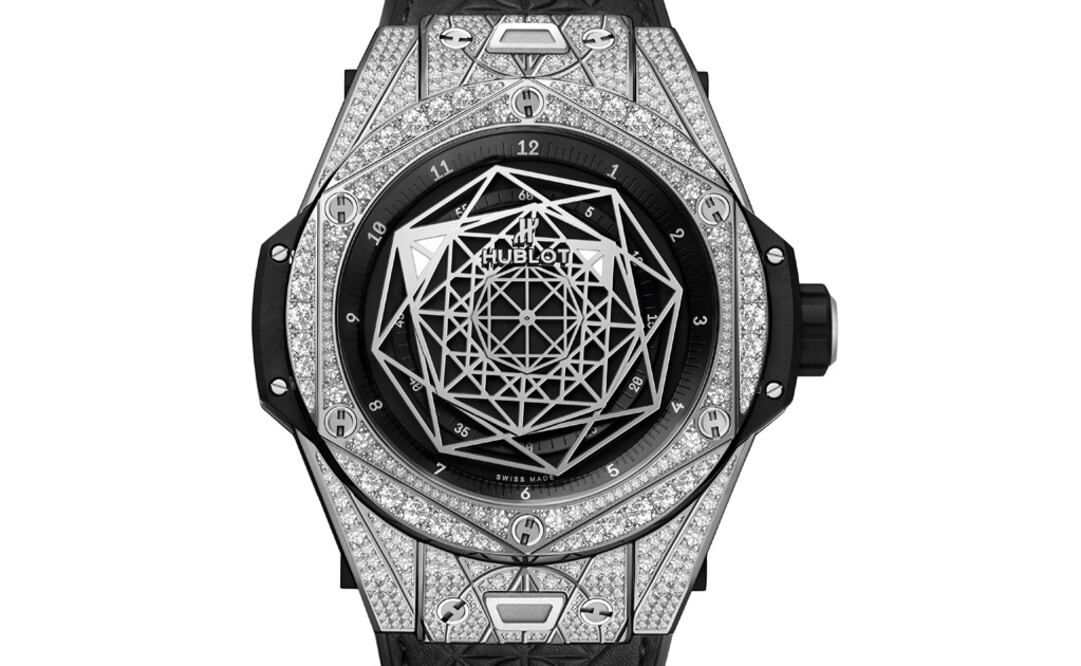 El modelo Big Bang Sang Bleu Titanium Pavé diseñado por el tatuador suizo Maxime Büchi para Hublot.