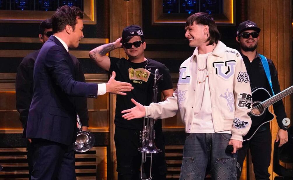 Peso Pluma con Jimmy Fallon. / Foto: Instagram