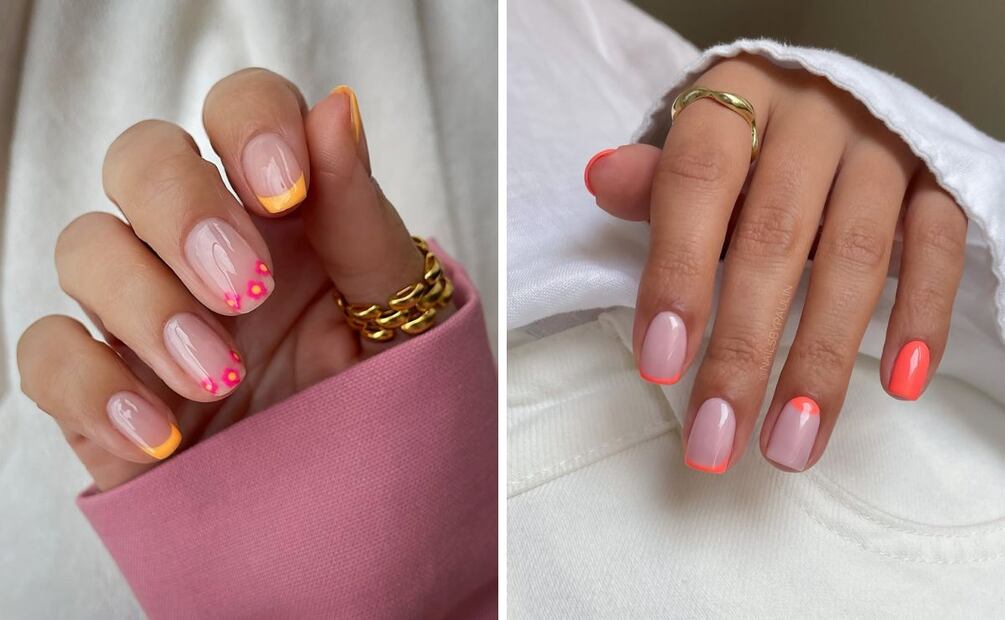 La manicura francesa con tonos naranja es tan delicada como alegre. Foto: Especial. Instagram @lindseysbeautylounge1 @nailsbypaulin