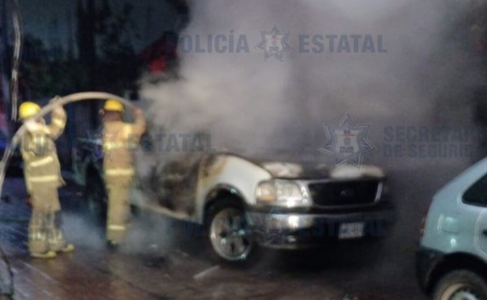 Detienen a 4 por lesiones con arma de fuego e incendiar una camioneta en Edomex