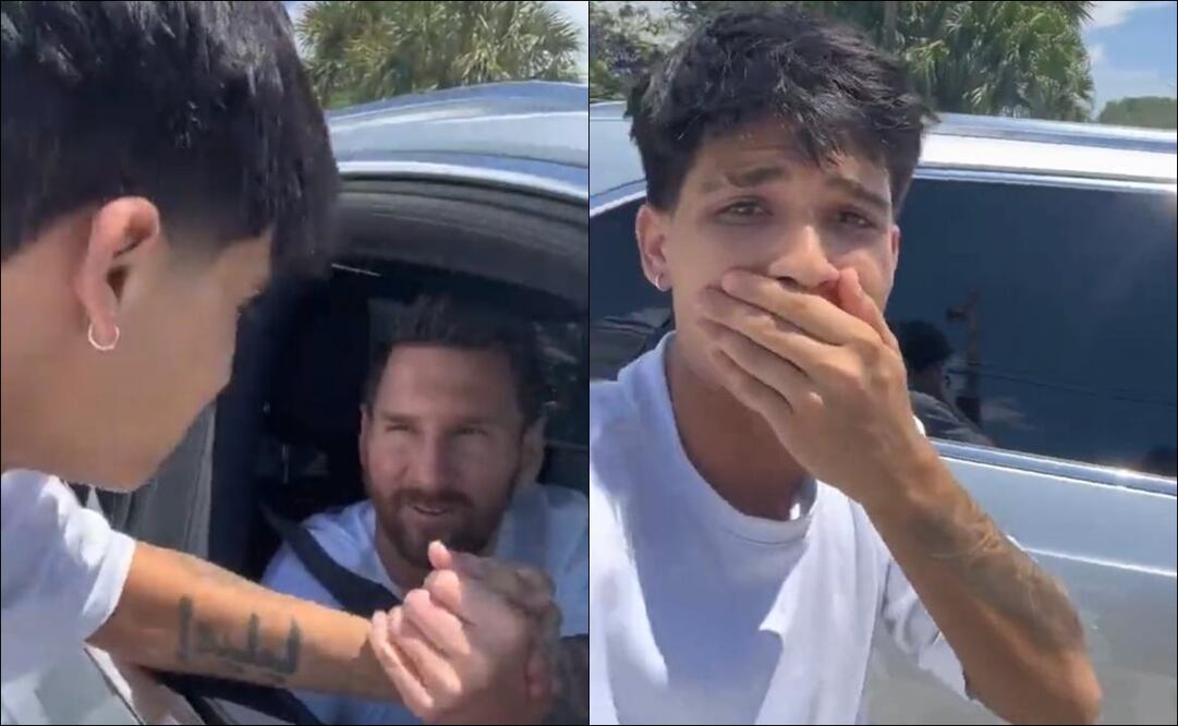 Lionel Messi sorprendió a un aficionado al darle beso en la mejilla / FOTO: ESPECIAL
