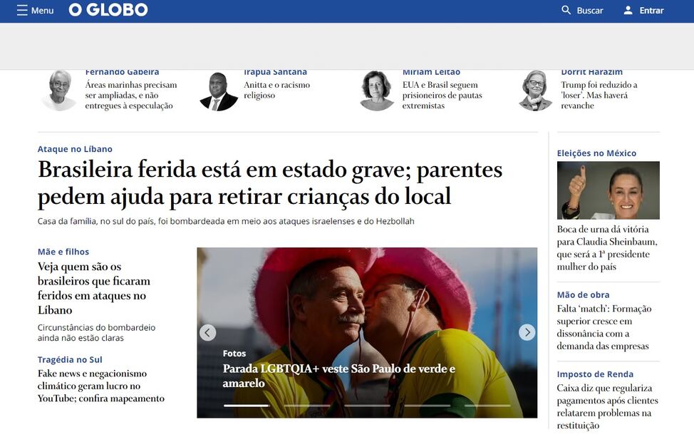 Las elecciones mexicanas, en el diario brasileño O Globo. FOTO: CAPTURA