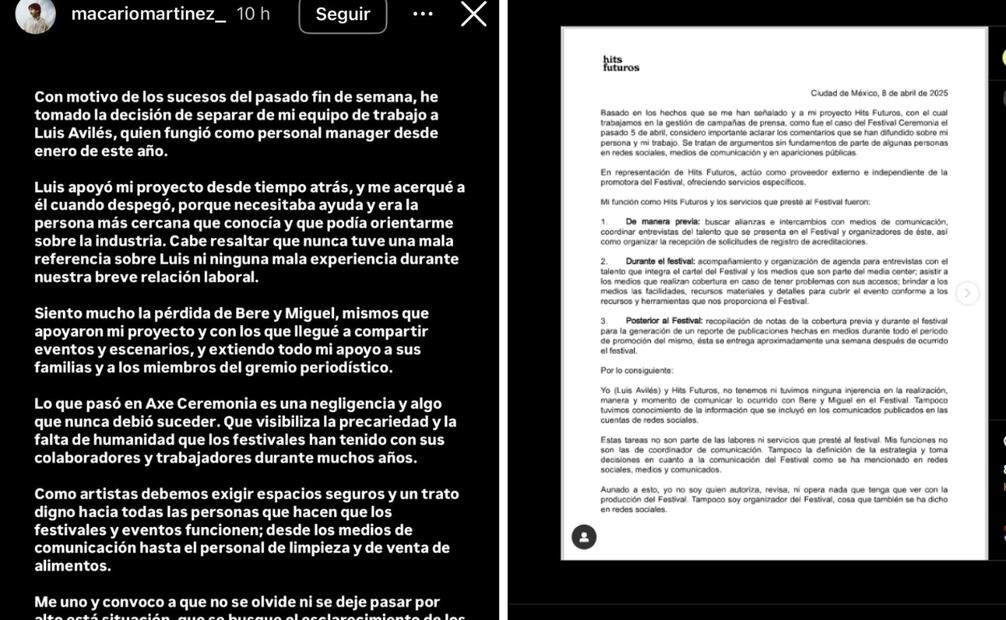 La respuesta de la organización del festival ha sido duramente criticada.
Foto: Captura de pantalla en Instagram