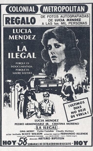 Entre la campaña de publicidad que rodeó a “La Ilegal” se ofrecieron fotografías autografiadas de Lucía Mendez. Según se leyó en EL UNIVERSAL, la cinta era “testimonio de lo que enfrentan los emigrados. Una película que al terminar hace que se sienta pena por esos hombres o esas mujeres que ven en Estados Unidos un mundo lleno de esperanza”. Foto: Hemeroteca EL UNIVERSAL.