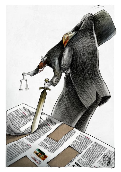 El árbitro de la verdad. Cartón de BOLIGÁN