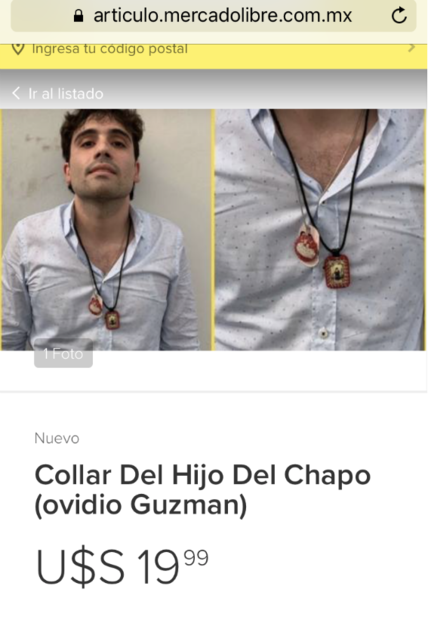 Venden camisas y escapularios similares a los que usa el hijo de “El Chapo”