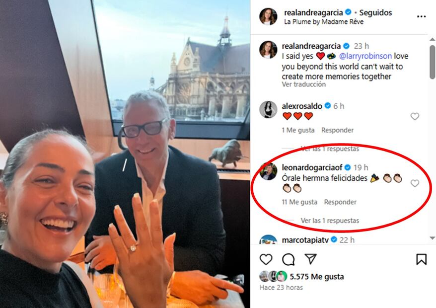 Publicación de Andrea García, relacionada con sucomprmiso con el mánager y productor Larry Robinson.
Foto: Instagram