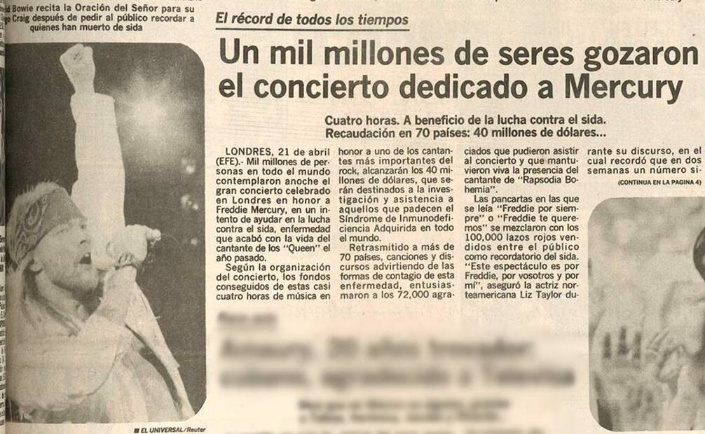 Los más de 70 mil lugares del estadio Wembley se agotaron y la transmisión del concierto llegó a mil millones de televidentes, repartidos en más de 70 países de todo el mundo.