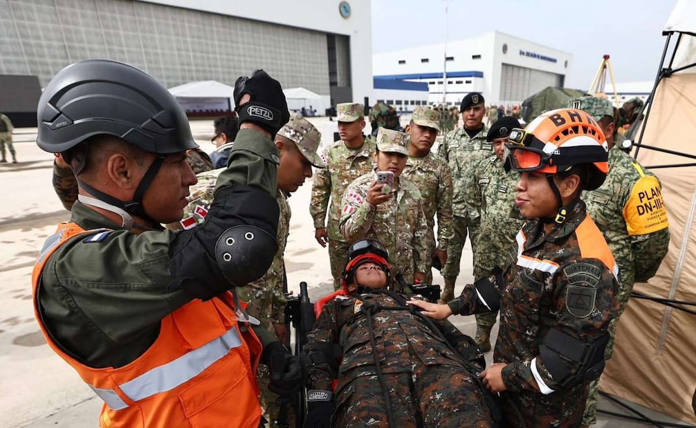 Ejercicio de Ayuda Humanitaria Multinacional “Operación Péekáamba” en el Campo Militar Estratégico Conjunto en Santa Lucía, Estado de México. Foto: Berenice Fregoso/ EL UNIVERSAL