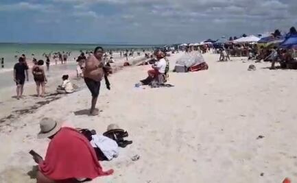 Por puente y pese al Covid-19, así abarrotan vacacionistas playas de Yucatán