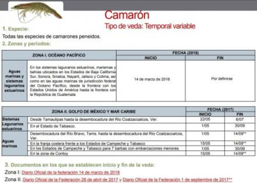 Conoce la veda de  mariscos en México