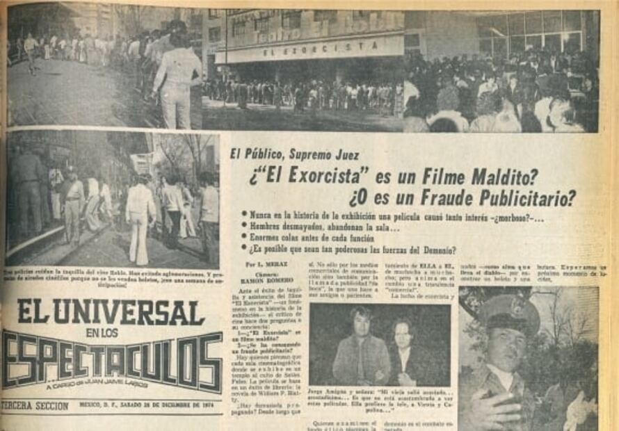 Cuando se desmayaban en el cine al ver "El Exorcista". Hemeroteca EL UNIVERSAL. 