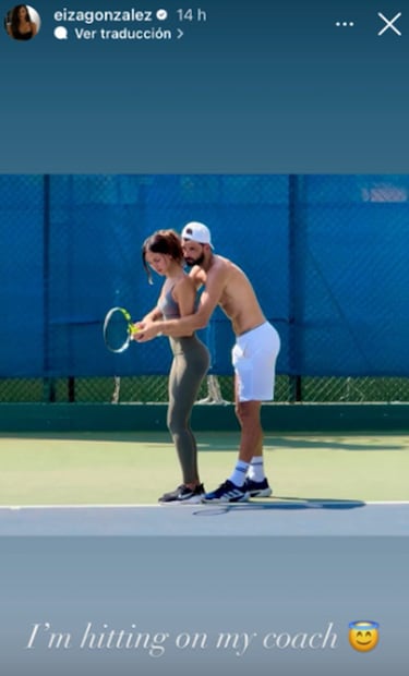 Eiza González y Grigor Dimitrov en una divertida sesion de tenis. Foto: Instagram oficial.
