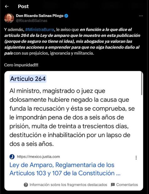 Salinas Pliego llama “Ministra Burra” a Lenia Batres tras abandonar sesión de la Corte. Foto: Captura de pantalla