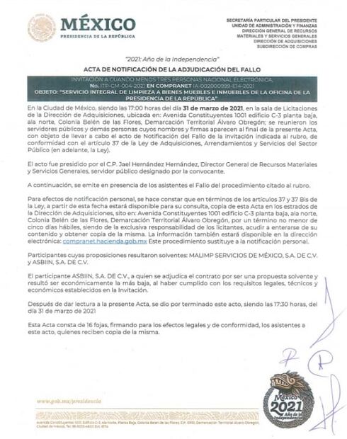 Presidencia entrega contrato a empresa outsourcing para limpiar oficinas de AMLO