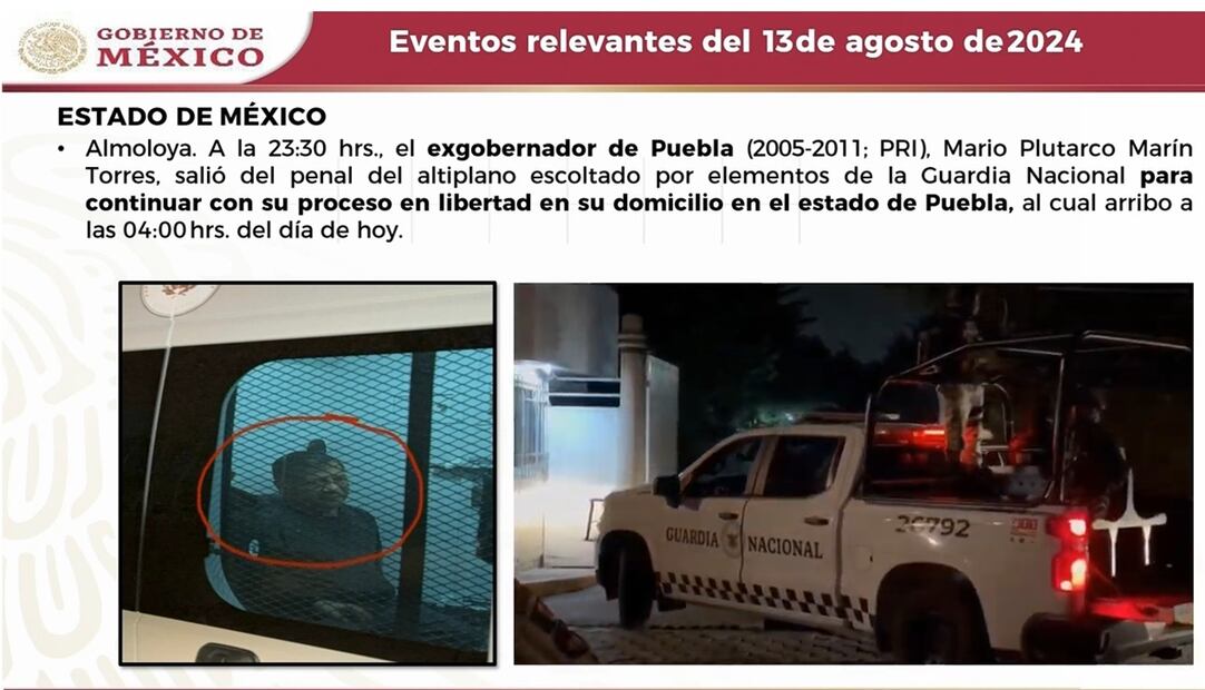 Traslado de Mario Marín a prisión domiciliaria. Foto: Captura