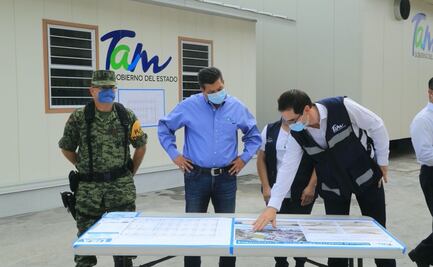 Supervisa gobernador construcción de hospital móvil Covid-19 en Matamoros