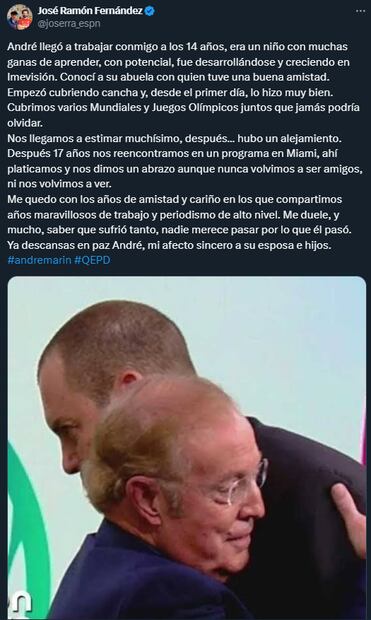 El emotivo mensaje de José Ramón Fernández a André Marín