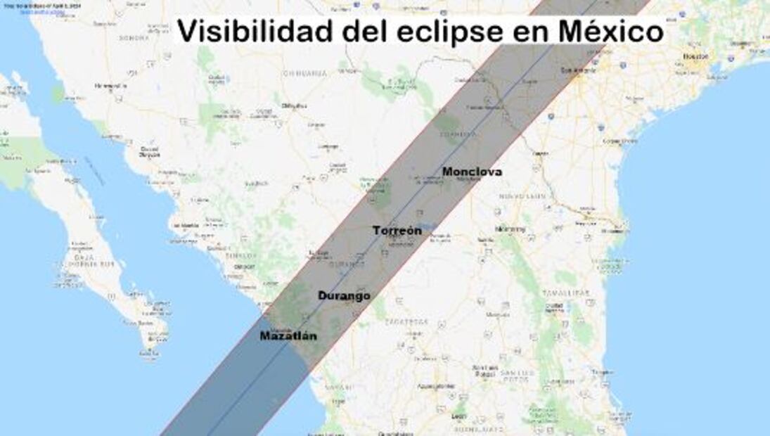 Visibilidad del eclipse total de Sol del 2024 en México