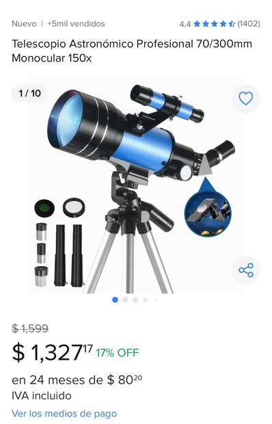 Telescopio para adultos. Foto: Mercado Libre