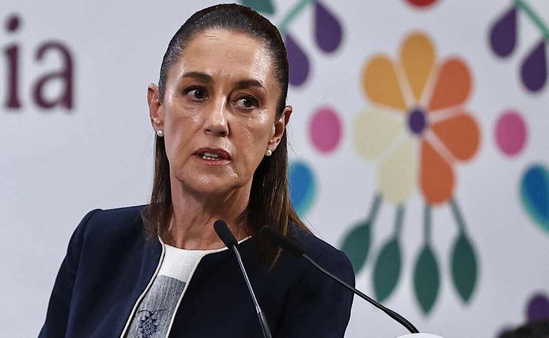 La presidenta Claudia Sheinbaum durante la mañanera de este 14 de julio del 2025. Foto: Berenice Fregoso / EL UNIVERSAL.