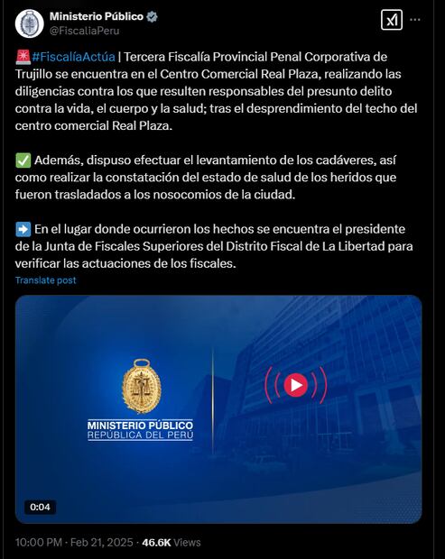 Fiscalía de Perú. Foto: captura de pantalla