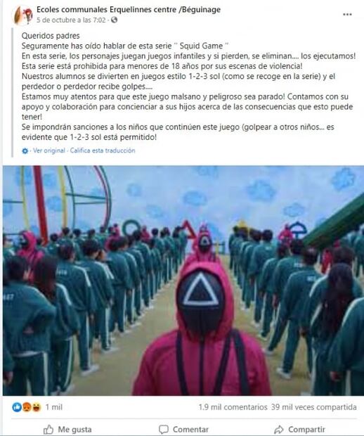 "El Juego del Calamar": Alarma conducta de alumnos que recrean violento desafío de la serie
