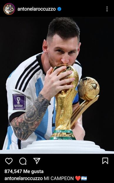 Antonela Roccuzzo felicita a su esposo Messi: “Al fin se dio, sos Campeón del Mundo”