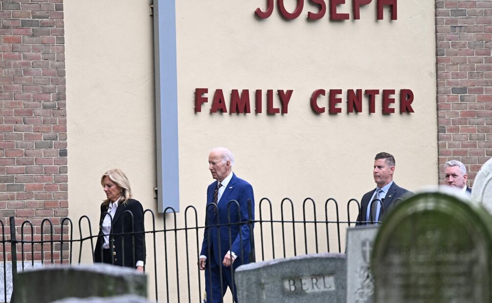 Joe Biden en  la Iglesia Católica Brandywine. Foto: AFP