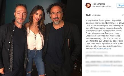 Eiza González, junto a Iñárritu y "El Chivo" Lubezki