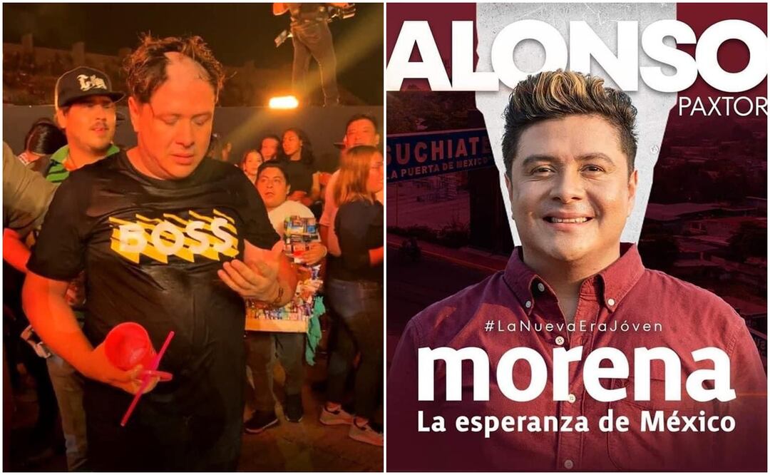 Candidato de Morena, Noé Alfonso Paxtor es rapado durante evento en Suchiate, Chiapas. Foto: Especial