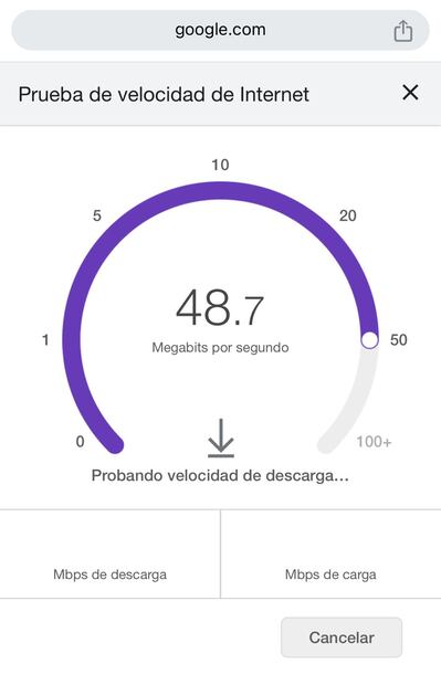 Resultados de velocidad de internet en Google. Foto: Captura de pantalla
