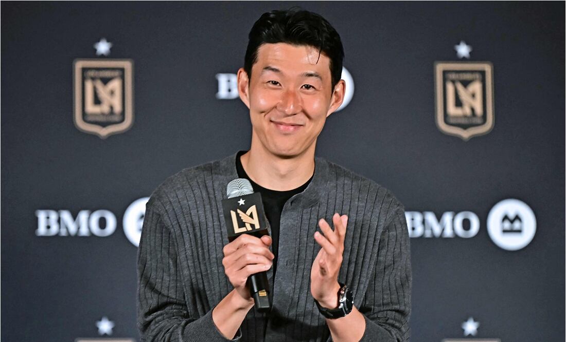 Son Heung-Min durante su presentación con Los Ángeles FC. FOTO: AFP