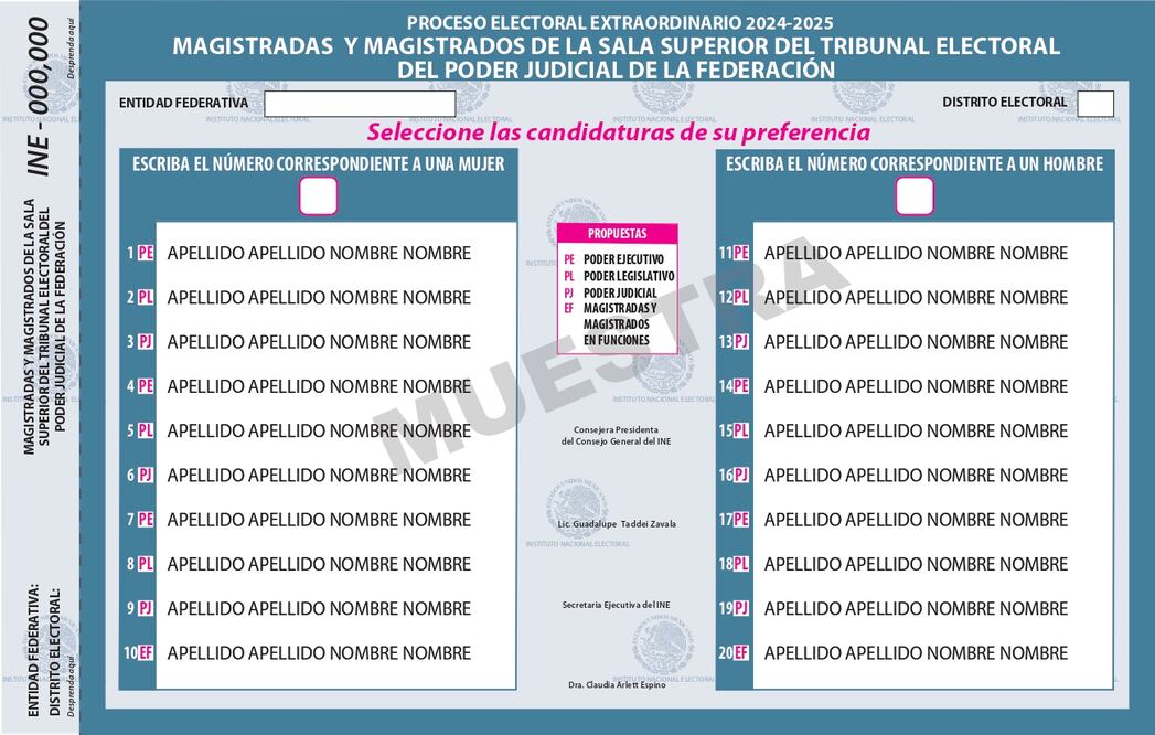 De colores y distintos tamaños, Comisión del INE aprueba boletas para elección judicial; falta voto del Consejo General