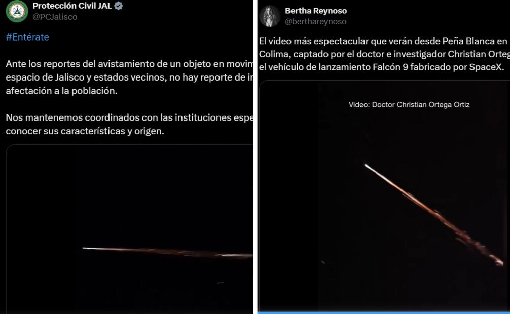 El brillo observado en el cielo mexicano correspondía, entonces, a fragmentos del cohete desintegrándose a medida que descendían.
Foto: Captura de pantalla en X