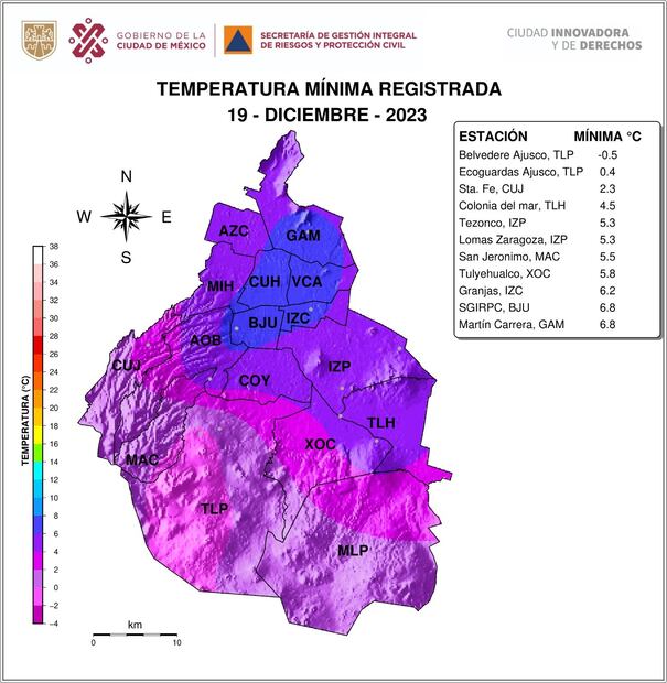 Registran 0 grados en Tlalpan durante esta mañana del 19 de diciembre 2023