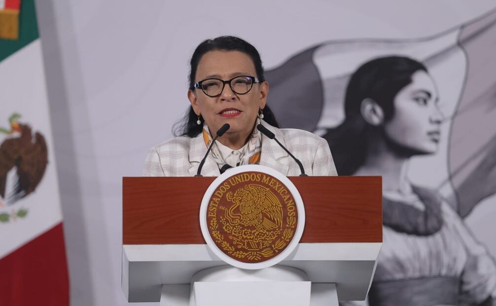 Rosa Icela Rodríguez, secretaria de Gobernación, en la conferencia matutina del 17 de marzo de 2026. Foto: Gabriel ano / EL UNIVERSAL