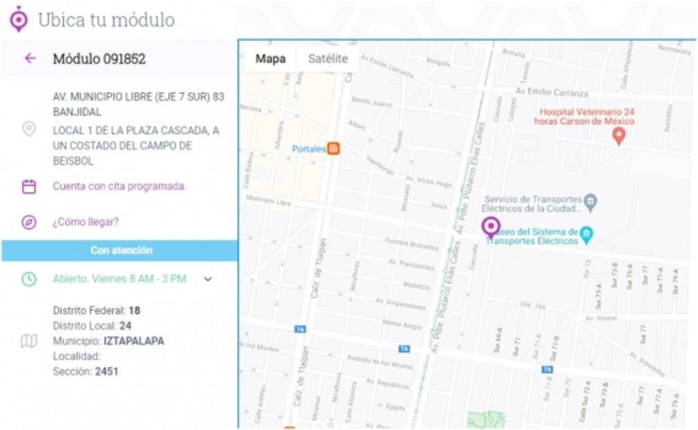 Ubica tu módulo del INE